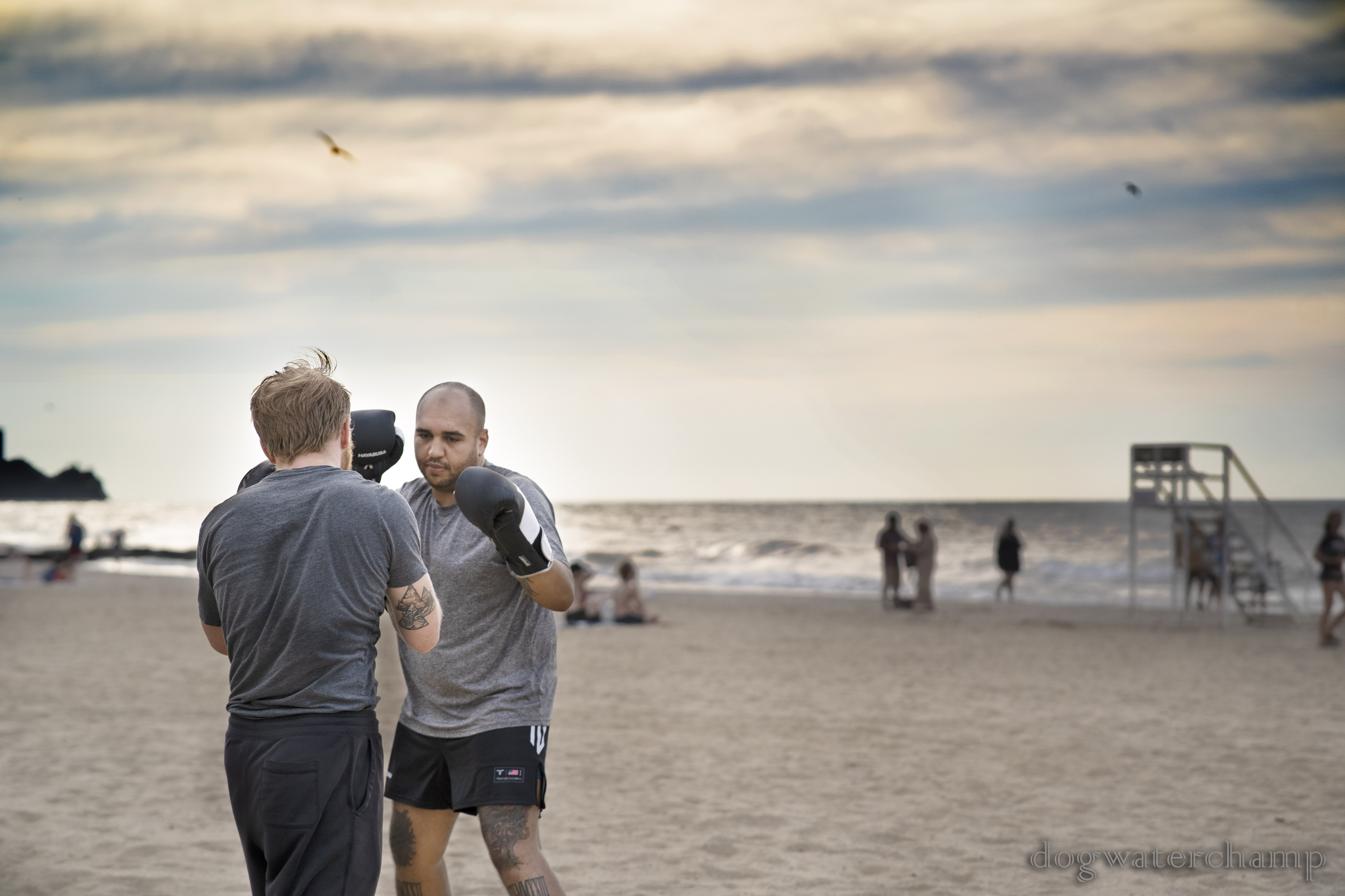Boxers during a sparring session at Edgewater Beach